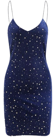 Star Glitter Velvet Cami Dress – LookSKY