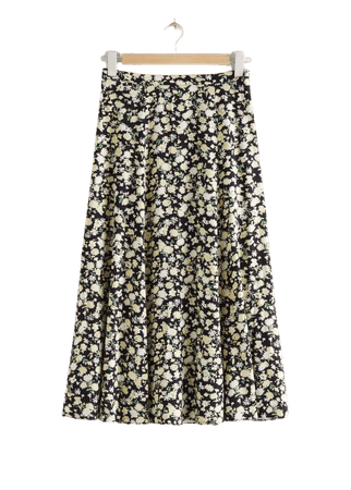 Viscose Midi Skirt - Black Florals - Midi skirts - & Other Stories