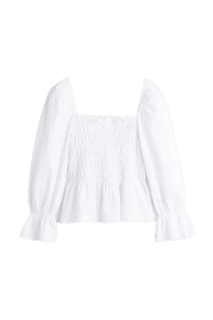 Smocked Top - White - Ladies | H&M US