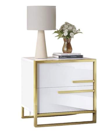 nightstand white n gold
