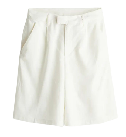 Dressy Linen-blend Shorts - White - Ladies | H&M US