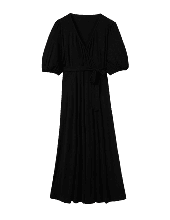 Fixed Wrap Jersey Maxi Dress - Black | Boden US