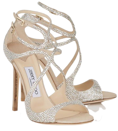 Jimmy Choo Nude Suede Sandals with Crystals