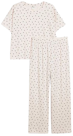 Soft pyjama set - Pink with black hearts - Monki WW