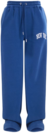 Navy New York Print Wide Leg Sweatpants | PrettyLittleThing USA