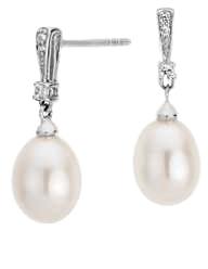 Freshwater Cultured Pearl and White Topaz Drop Earrings in Sterling Silver (7mm) | Blue Nile
