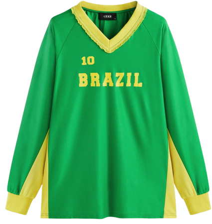 BRAZIL V-neck Contrasting Binding Sweatshirt - Cider