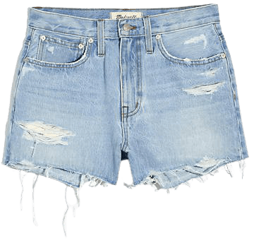 Relaxed Denim Shorts in Lemar Wash: Ripped Edition