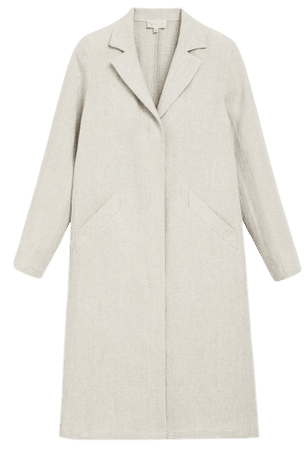 beige linen zipped coat