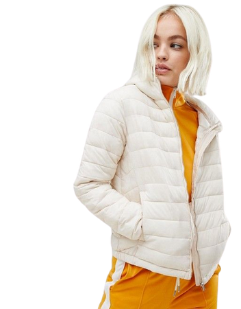 Pull&bear basic padded jacket in cream | ASOS