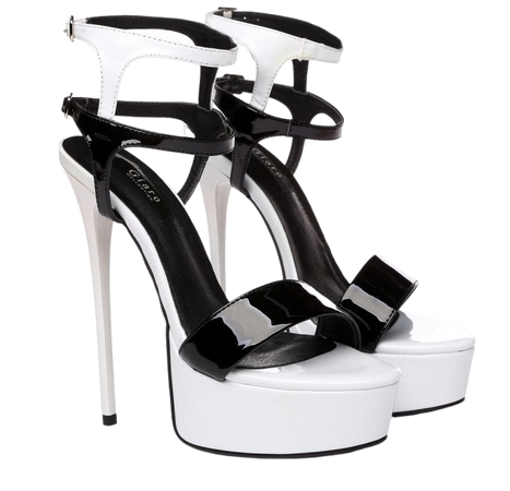 *clipped by @luci-her* Giaro GALANA black and white platform sandals with double ankle straps