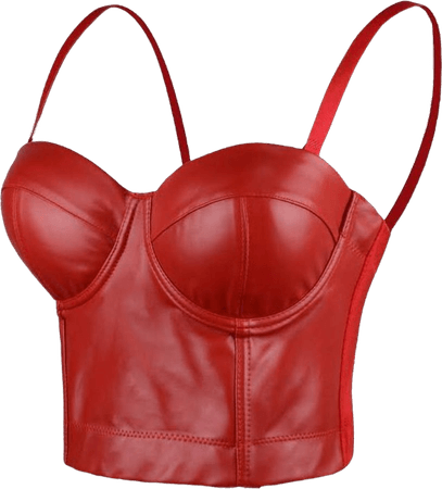 red leather tops bustier