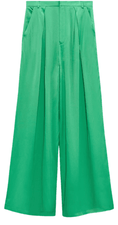 FULL LENGTH SATIN EFFECT PANTS - Emerald | ZARA United States