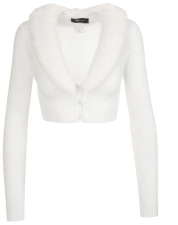 BLUMARINE white fur cardigan
