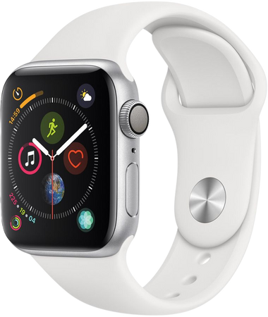 Apple Watch Series 4 (GPS) 40mm Silver Aluminium Case with White Sport Band APPLE — купить за 31990 руб. в интернет-магазине ЦУМ, арт. MU642RU/A