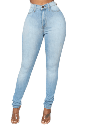 Classic High Waist Skinny Jeans - Light Blue