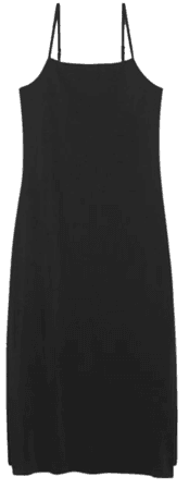 Super-soft black maxi slip dress - Black - Monki WW