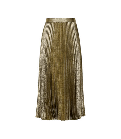 Gemma Gold Metallic Pleated Midi Skirt – REISS