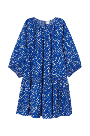 Balloon-sleeved Dress - Blue