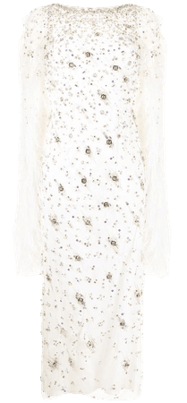 Jenny Packham crystal and feather-embellished gown - FARFETCH
