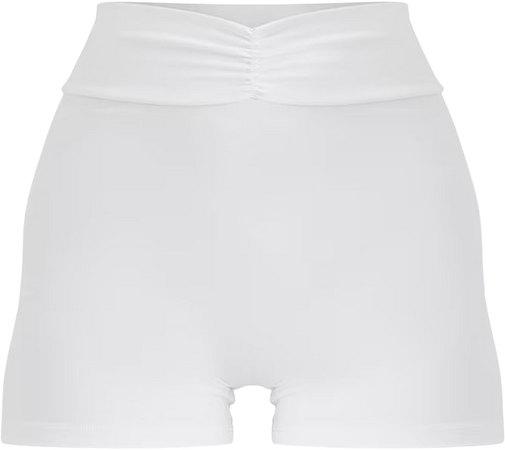White Sculpt Ruched Front Gym Shorts | PrettyLittleThing CA