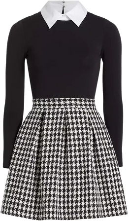 Shop Alice + Olivia Charla Houndstooth Pleated Minidress | Saks Fifth Avenue