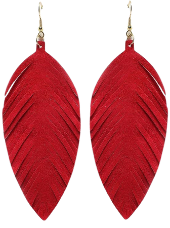 Amazon.com: Large Genuine Soft Leather Handmade Fringe Feather Lightweight Tear Drop Dangle Color Earrings for Women Girls Fashion (Red): Clothing, Shoes & Jewelry
