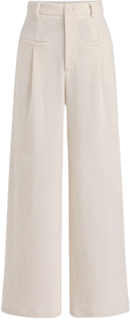 Corduroy High Waist Solid Wide Leg Trousers - Cider