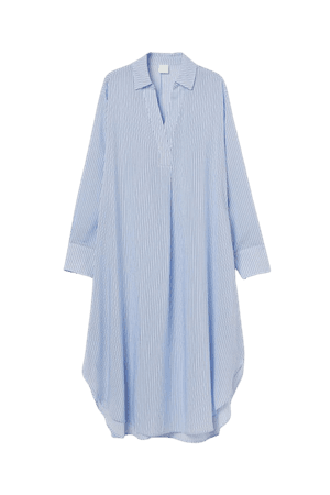 Lyocell-blend Shirt Dress - Light blue/striped - Ladies | H&M US