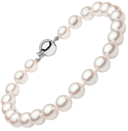 Yoko London Japanese Akoya Pearl Bracelet in 18 Karat White Gold Diamond Clasp