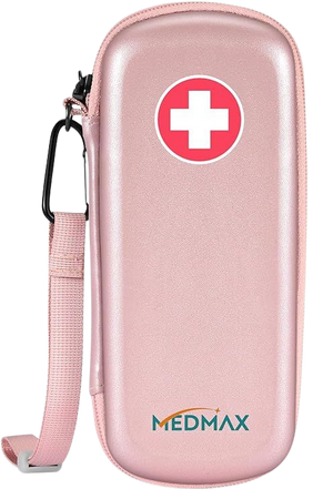 Amazon.com: MEDMAX Epipen Medical Carrying Case, Hard Shell EVA Shock Absorption Travel Medication Organizer Bag Emergency Medical Pouch Holds 2 EpiPens, Asthma Inhaler, Auvi-Q, Allergy Supplies (Rose Gold) : Health & Household