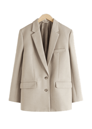 Tailored Single Breasted Cotton Blazer - Beige - Blazers - & Other Stories