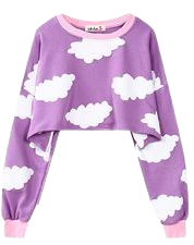 Cute clouds and sky printed round neck loose sweatershirt