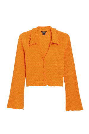 Orange textured cropped blouse - Juicy orange - Monki WW