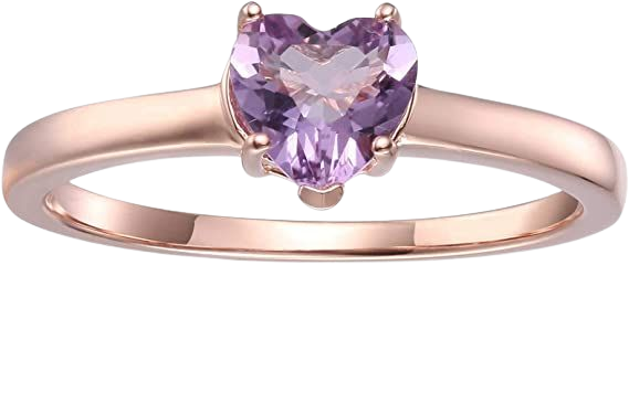 Fine Color Jewels Pink Amethyst Heart Ring Size 8|Amazon.com
