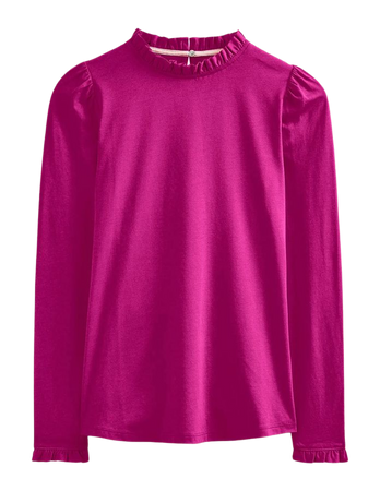 Supersoft Frill Detail Top - Damson Berry | Boden US