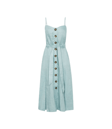 Catalina Sage Linen Button-Up Midi Dress – REISS