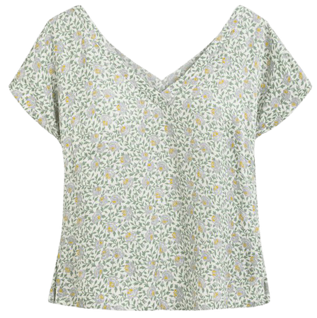 off white and green Nami top with floral print