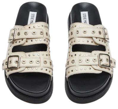 MALEK Bone Leather Studded Footbed Slide | Women's Sandals – Steve Madden