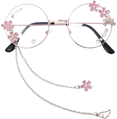 Amazon.com: MBVBN Kawaii Glasses With Chain Kawaii Accessories Glass Case Included Cute Glasses Cosplay Accessories Kawaii Sakura Accessories : Clothing, Shoes & Jewelry
