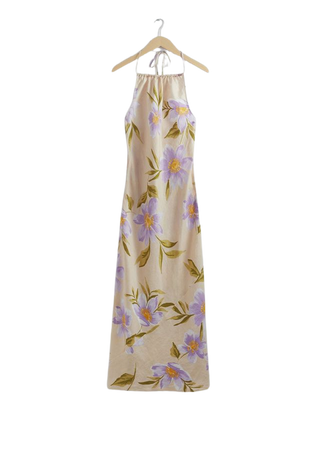 Linen Halterneck Maxi Dress - Lilac Florals - Maxi dresses - & Other Stories US