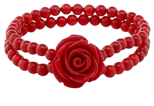 Amazon.com: Gem Stone King 7 Inch Red Simulated Coral Bead Rose Flower Stretch Bracelet 5mm: Gateway
