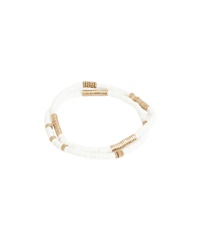 ALLSAINTS US: Womens Rosie Beaded Bracelet Set (white_warm_brass)