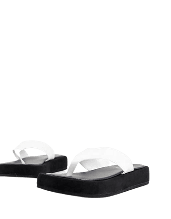 Ego Bayside chunky flip flops in white | ASOS