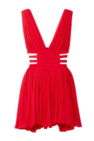 Red Editions cutout gathered chiffon mini dress | Alaïa | NET-A-PORTER