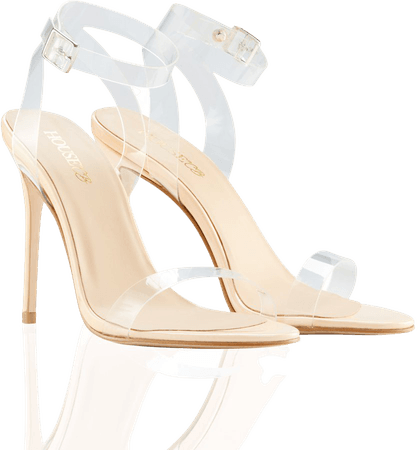 Shoes: 'GHOST' Clear Straps Nude Sandals