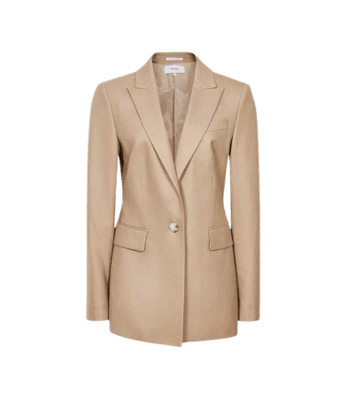 Esther Camel Wool Blend Tailored Blazer – REISS