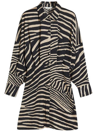 Satin Shirt Dress - Black/zebra print - Ladies | H&M US