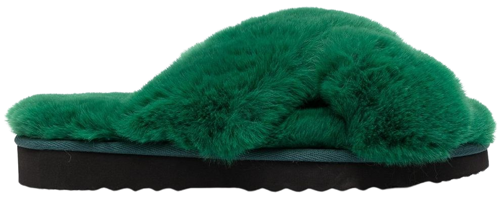 Apparis Elsa faux-fur criss-cross slippers green ELSA - Farfetch