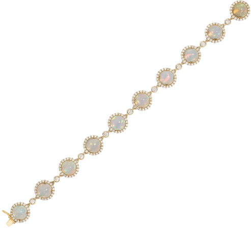 Goshwara Round Opal Single Row with Diamonds Bracelet